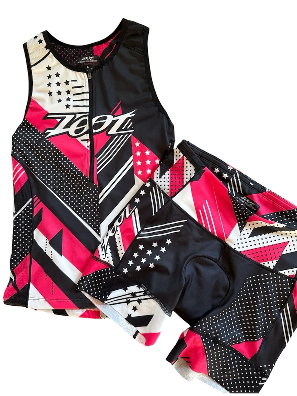 ZOOT WOMENS LARGE TRIATHLON SET TRI TANK & PADDED SHORTS AERODYNAMIC EFFICIENT